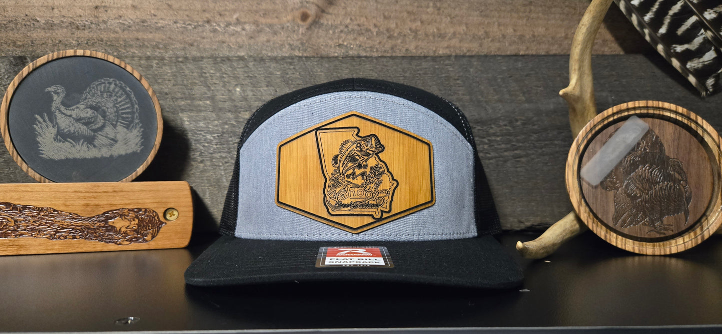 Black and Gray Richardson 7 panel ycb Fishing patch