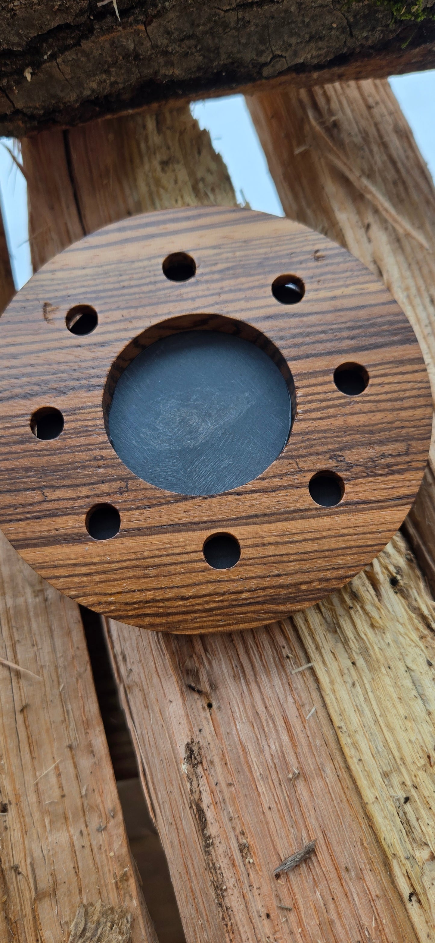 Double-sided zebra wood pot