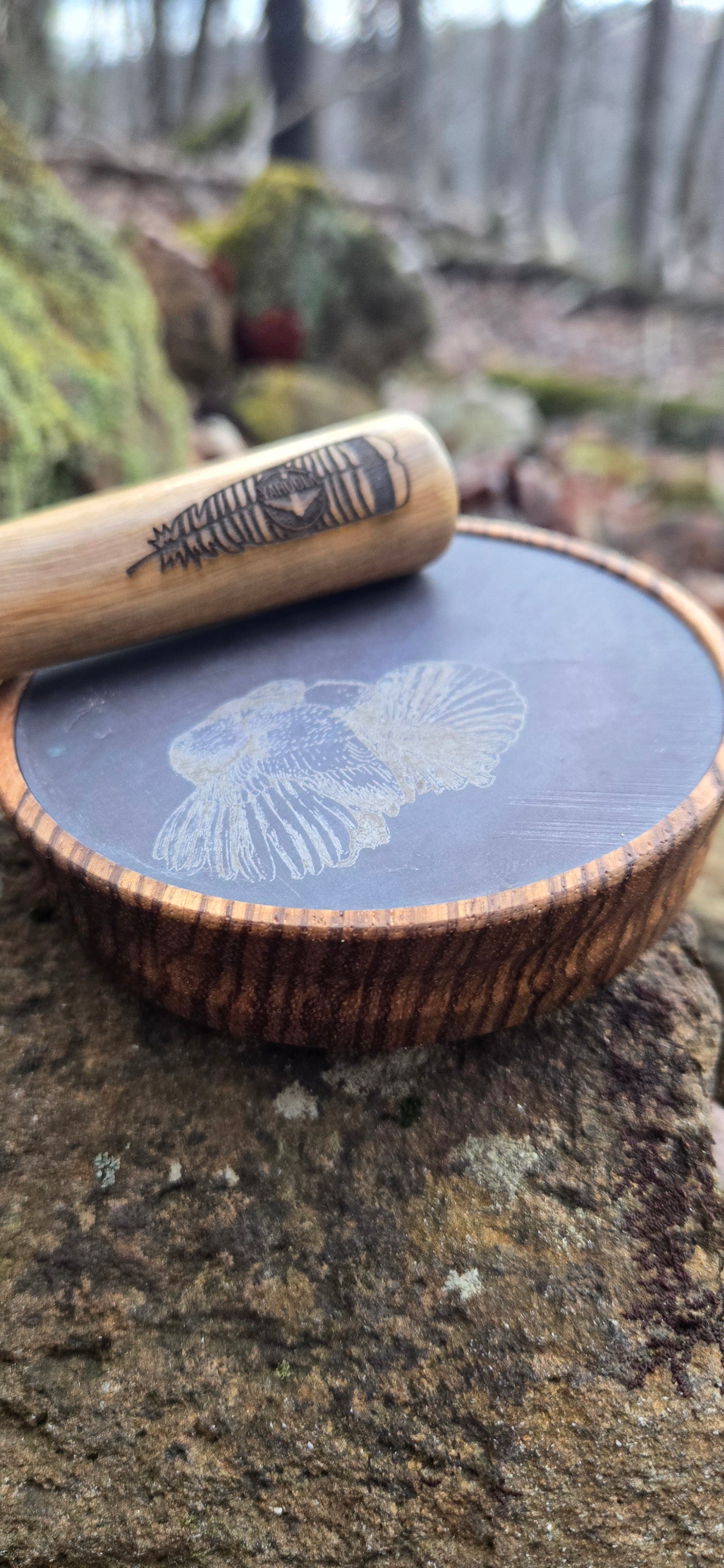 3.5" Zebrawood Pot slate over slate