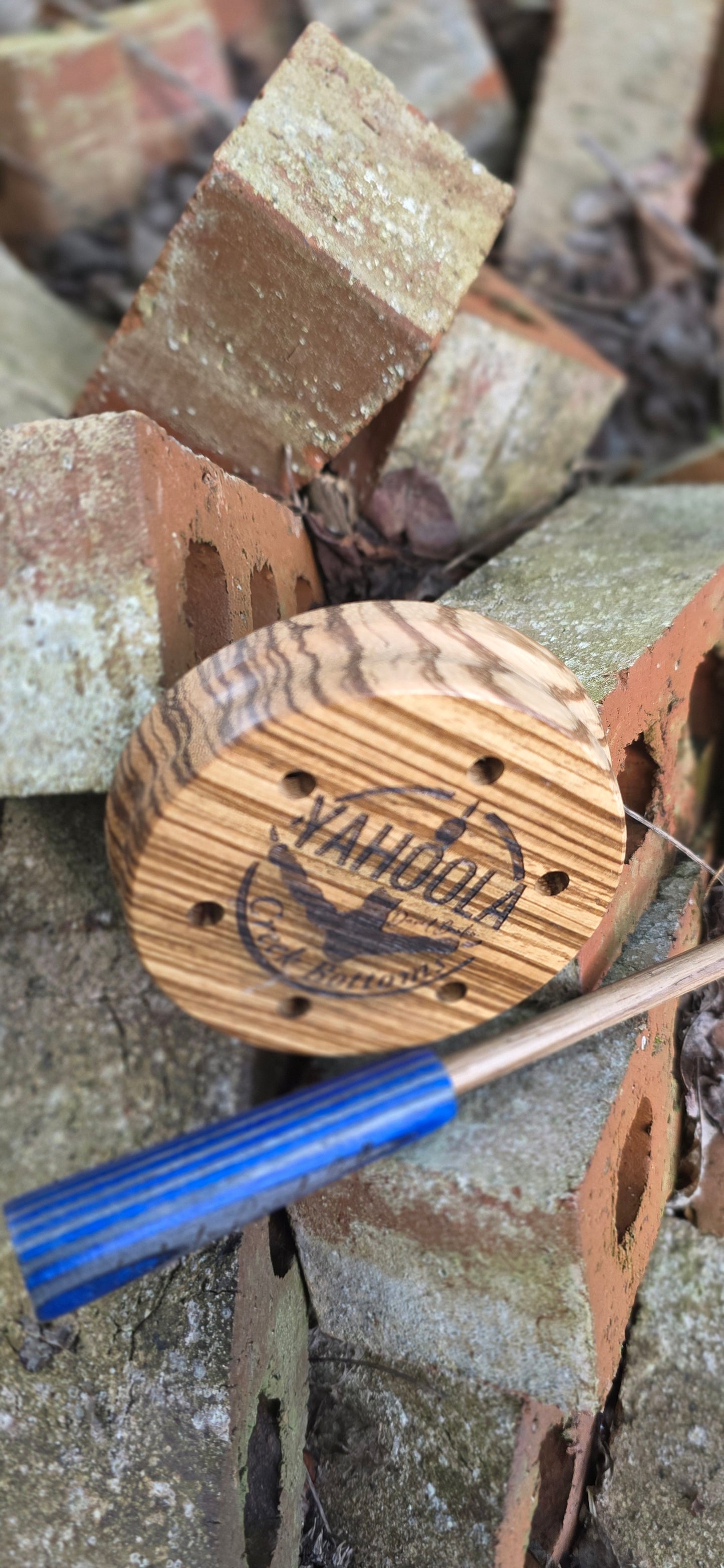 Faithful  Zebrawood Glass over Blue Acrylic