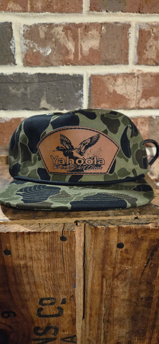 Green and black duck camo rope hat